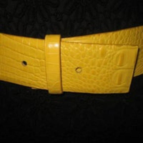 ❤️W KLEINBERG AMERICA Yellow Croc Gator Embossed Belt Sz Medium New main image 4